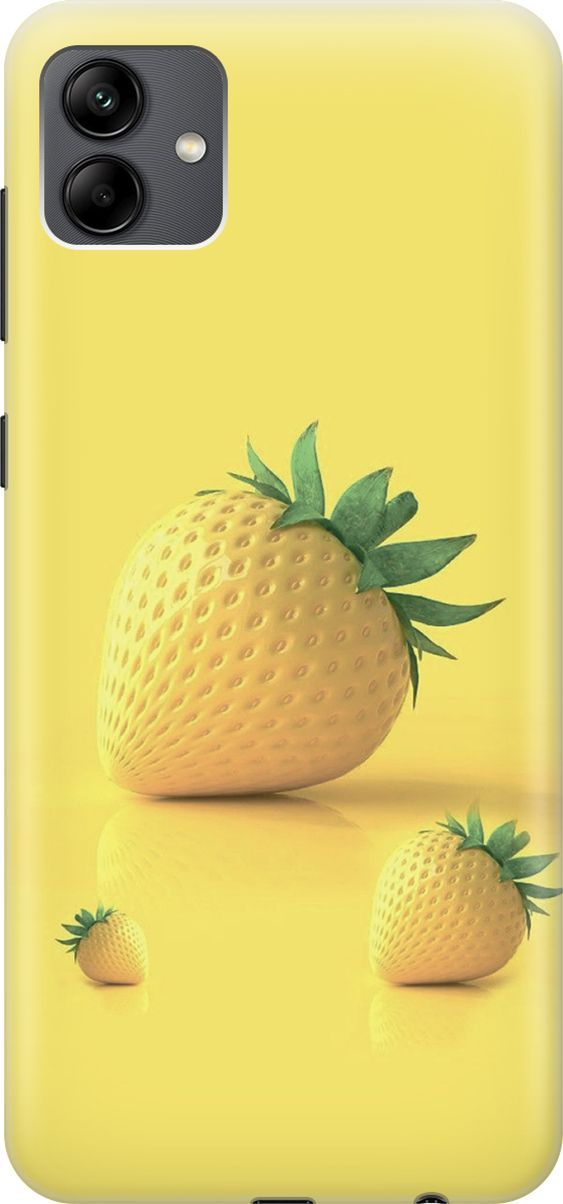 

Силиконовый чехол на Samsung Galaxy A04 с принтом "Желтая клубника", Черный, 158427