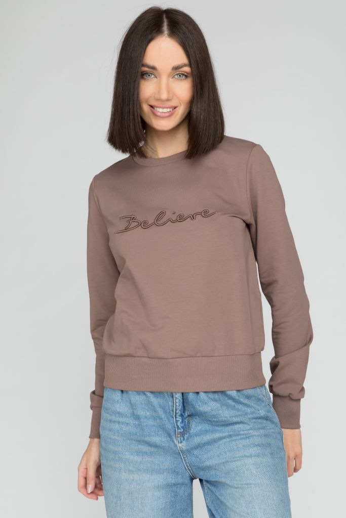 

Свитшот женский Peche Monnaie Believe коричневый XS, Believe