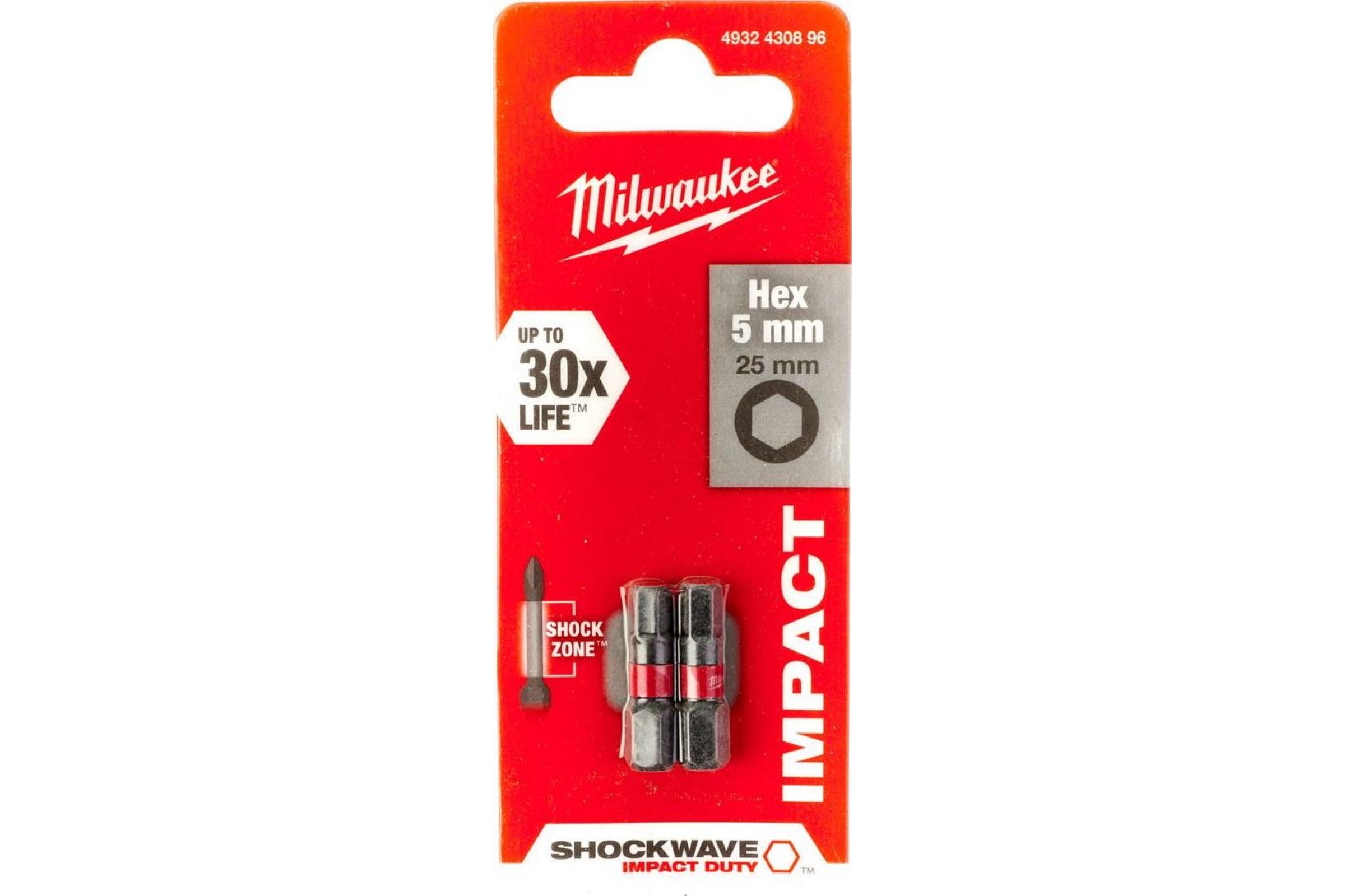 

Milwaukee Насадка Milwaukee SHOCKWAVE Hex5 25мм 2шт 4932430896