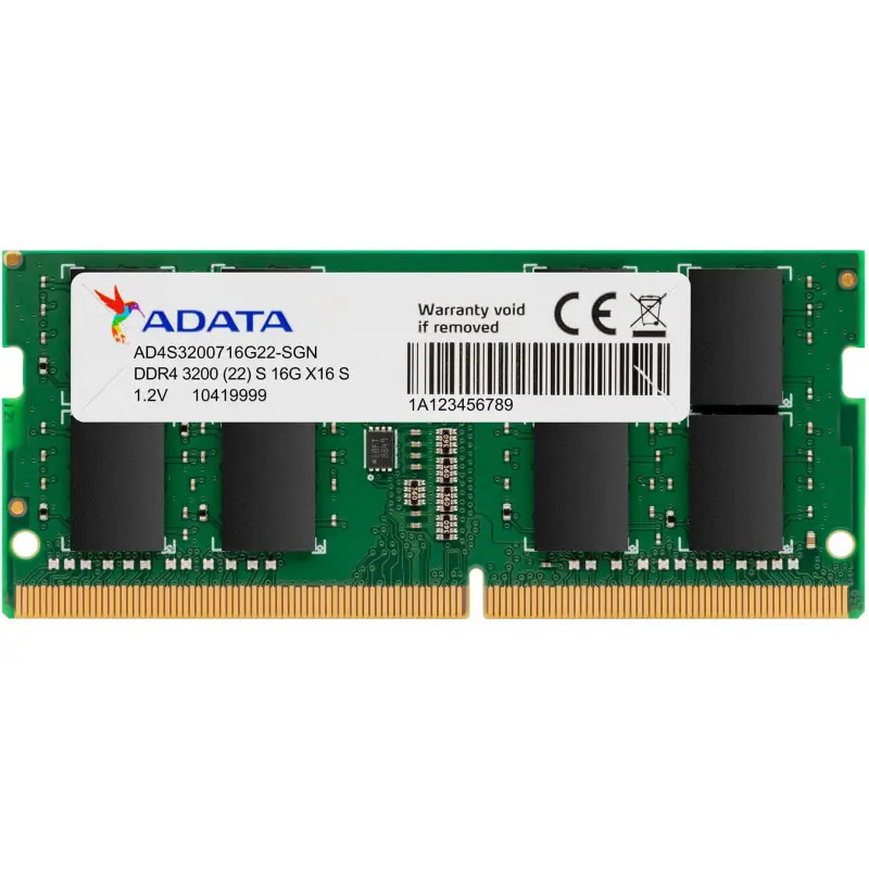 Оперативная память ADATA 16Gb DDR4 3200MHz SO-DIMM (AD4S320016G22-RGN)