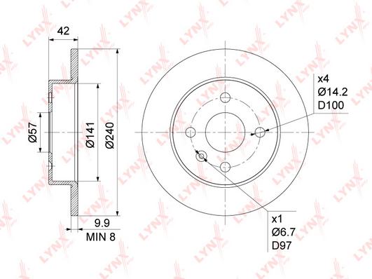 

Диск Торм.Задн.Opel Astra F-H 1.2-2.0d 98=> / Meriva 1.4-1.6 03-10 LYNXauto арт. BN-1118