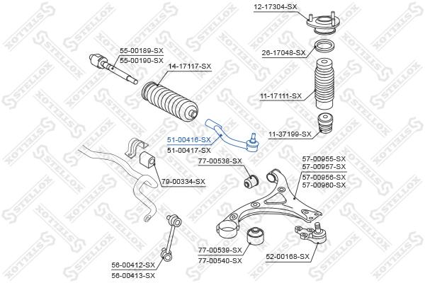 

Наконечник поперечной рулевой тяги STELLOX 51-00416-SX