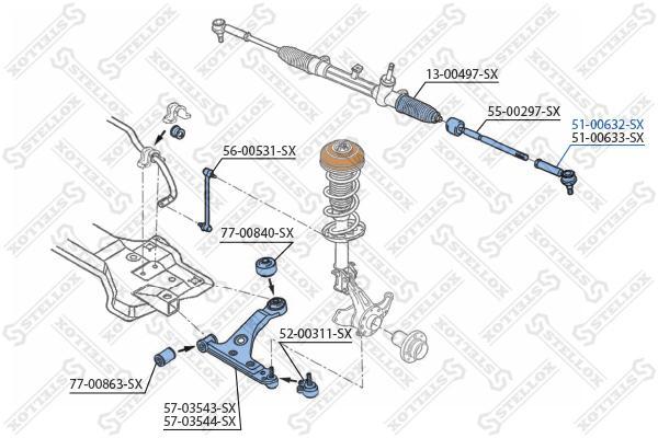 

Наконечник поперечной рулевой тяги STELLOX 51-00632-SX