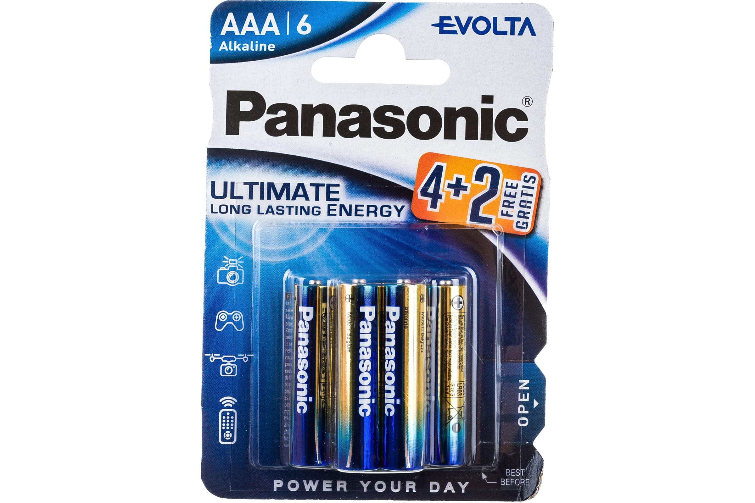 

Panasonic Элементы питания LR03 EVOLTA BL*6 4+2 батарейка 6172