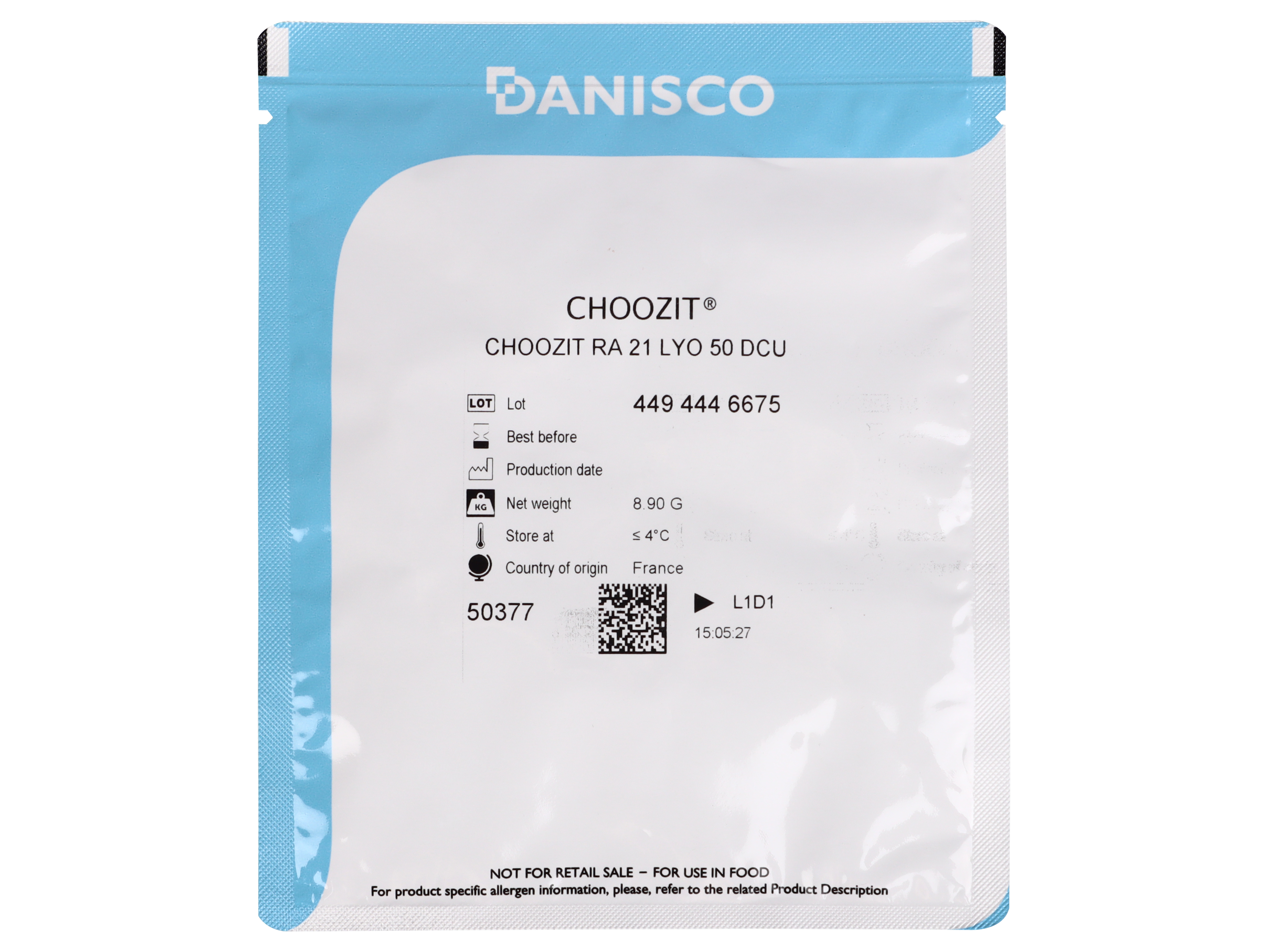 

Закваска для сыра Danisсo, CHOOZIT RM 32 LYO 50 DCU, на 650-1300 л, CHOOZIT RA 21 LYO 50 DCU (на 800-1000 л, Danisco)