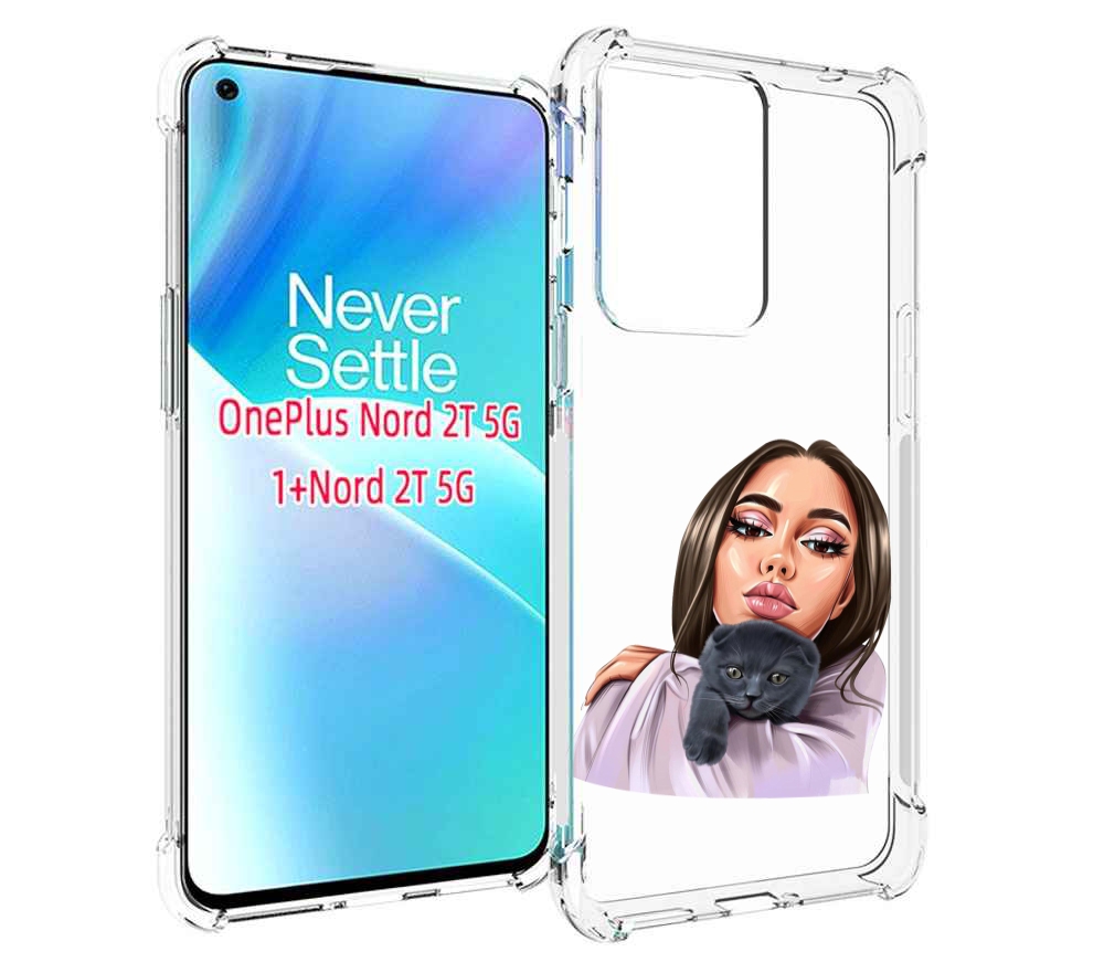

Чехол MyPads нарисованная-девушка-с-котом женский для OnePlus Nord 2T, Прозрачный, Tocco