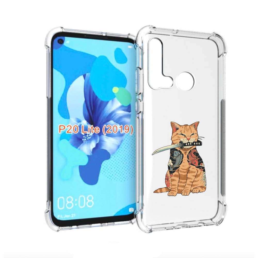 

Чехол бампер MyPads кот-с-катаной для Huawei P20 Lite (2019), Прозрачный, Tocco