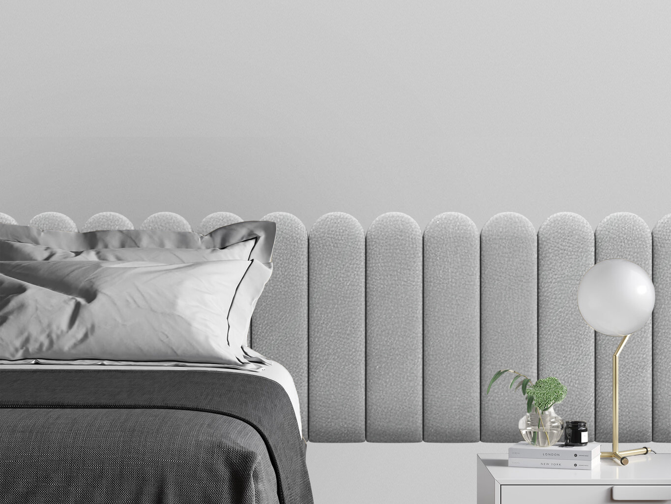 

Мягкое изголовье кровати Eco Leather Silver 15х60R см 2 шт., Серебристый