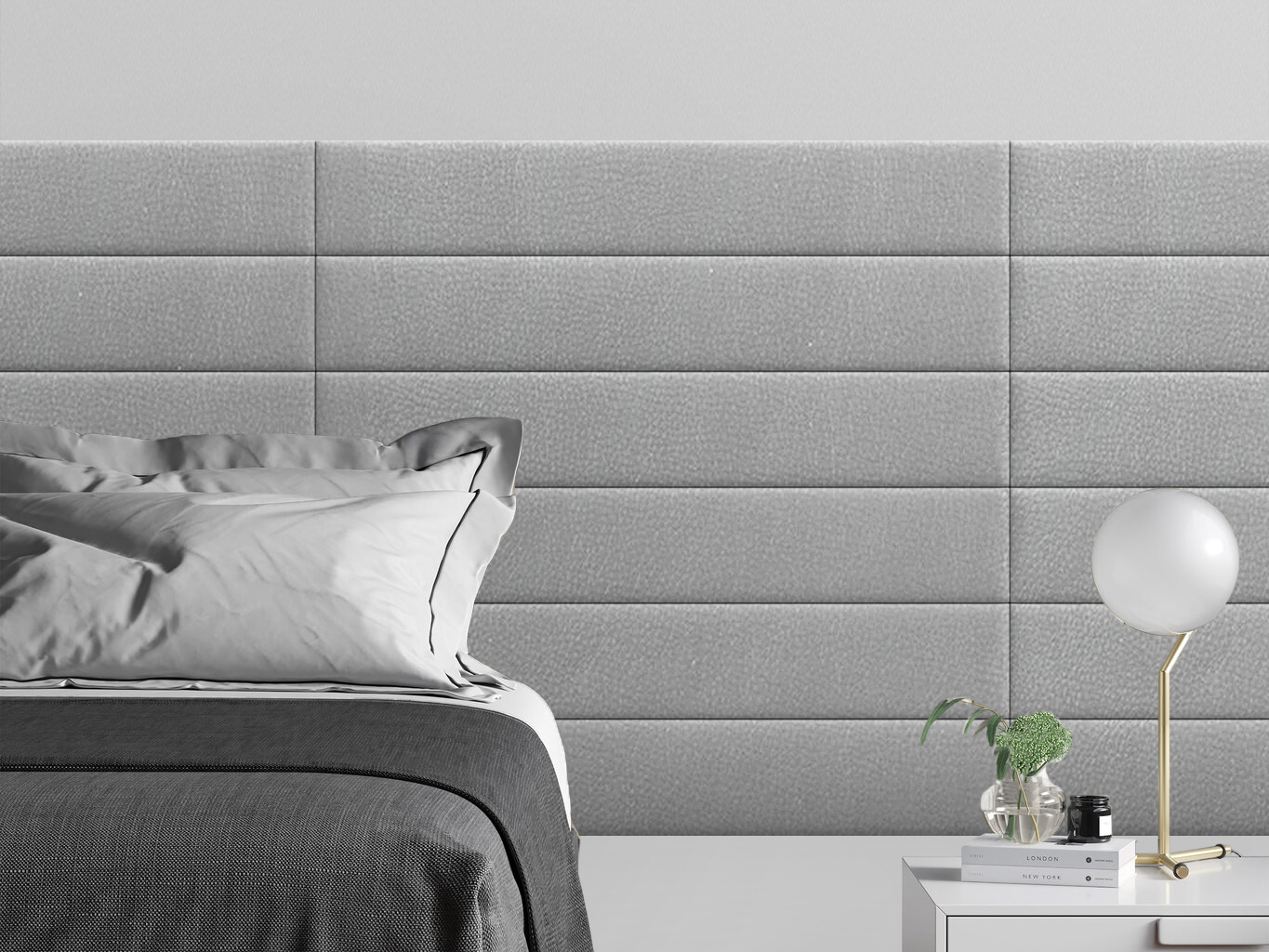

Мягкое изголовье кровати Eco Leather Silver 15х90 см 4 шт., Серебристый