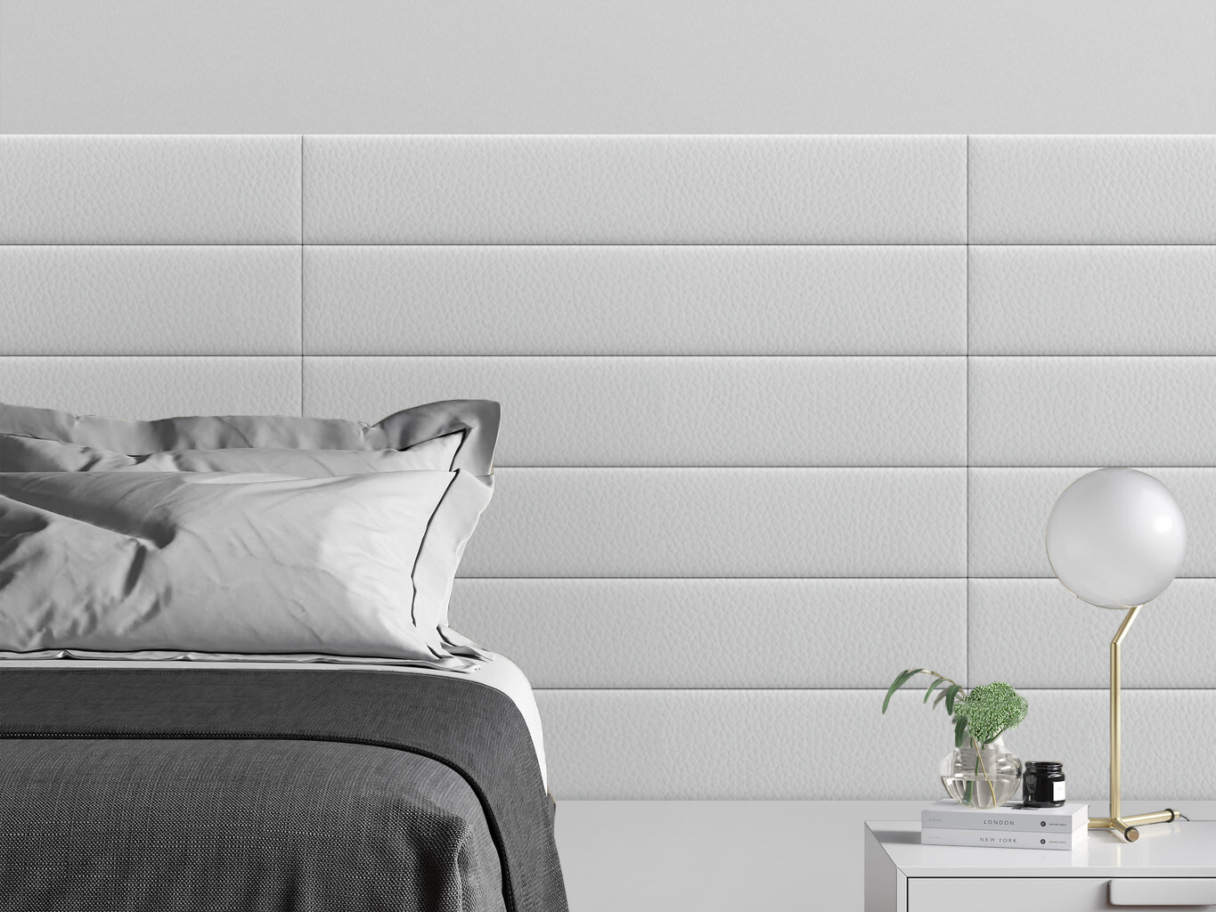 

Мягкое изголовье кровати Eco Leather White 15х90 см 4 шт, Белый