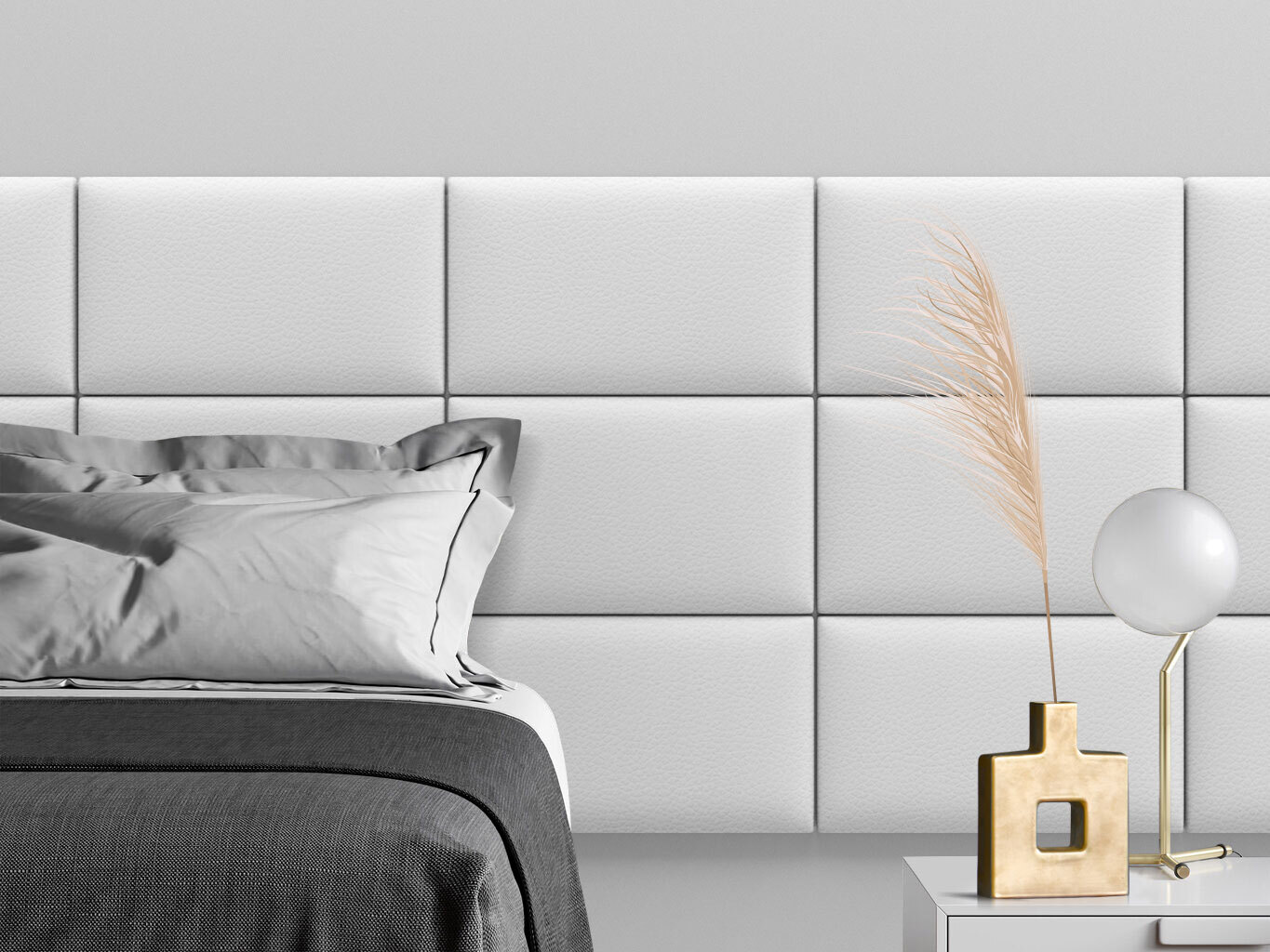 

Мягкое изголовье кровати Eco Leather White 30х50 см 4 шт., Белый
