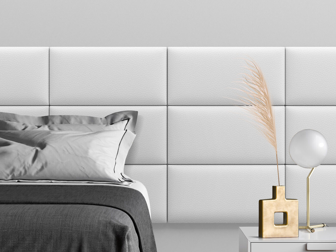 

Мягкое изголовье кровати Eco Leather White 30х60 см 4 шт., Белый