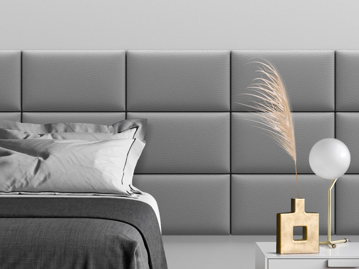 

Мягкое изголовье кровати Eco Leather Grey 30х50 см 4 шт., Серый