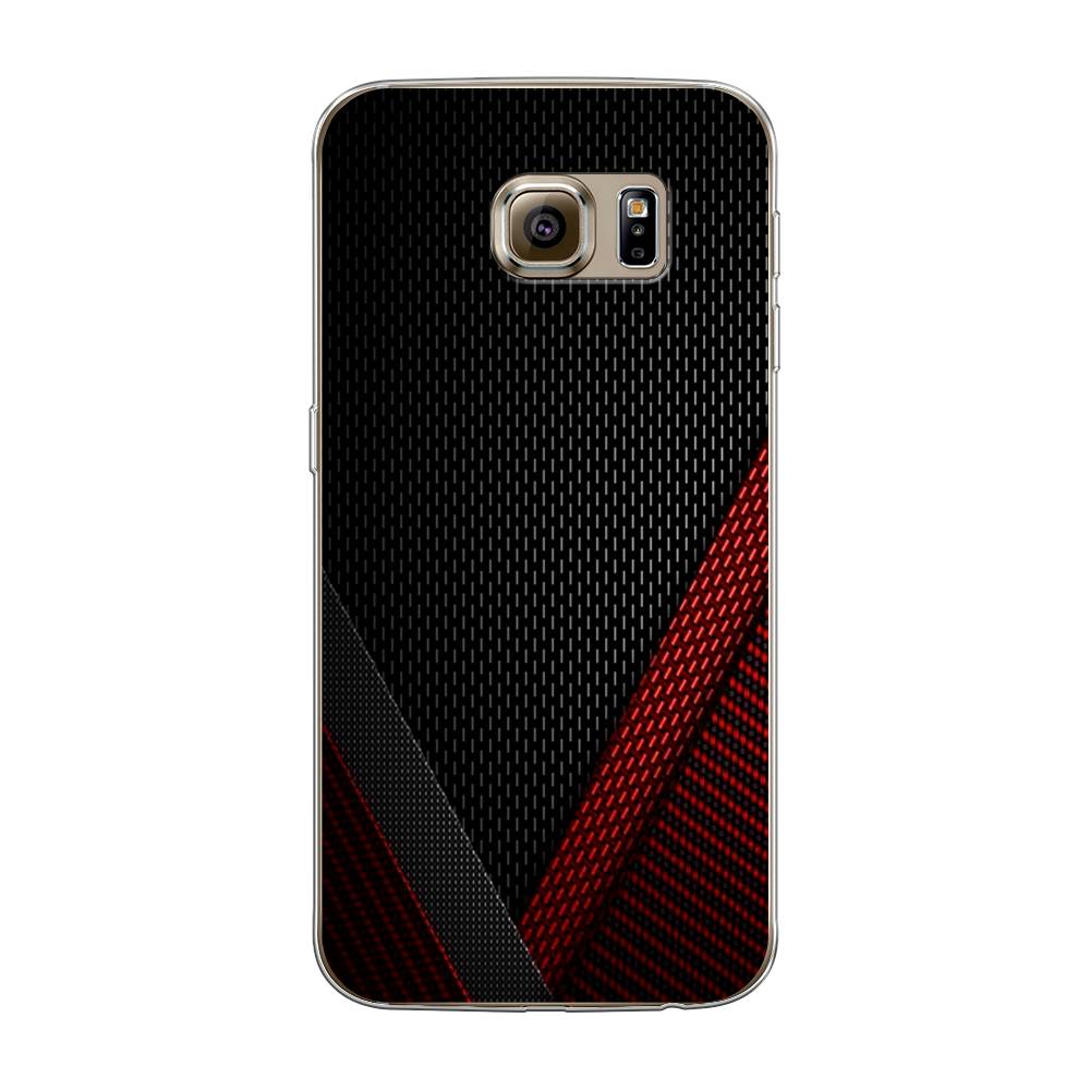 фото Чехол awog "красный карбон" для samsung galaxy s6