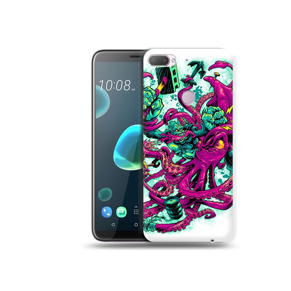 

Чехол MyPads Tocco для HTC Desire 12 Plus фиолетовый кракен, Прозрачный, Tocco