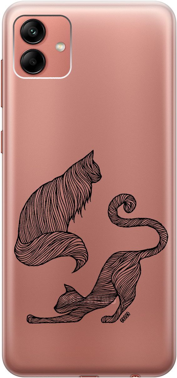 

Силиконовый чехол на Samsung Galaxy A04 с 3D принтом "Lazy Cats" прозрачный, Прозрачный;серый, 158429
