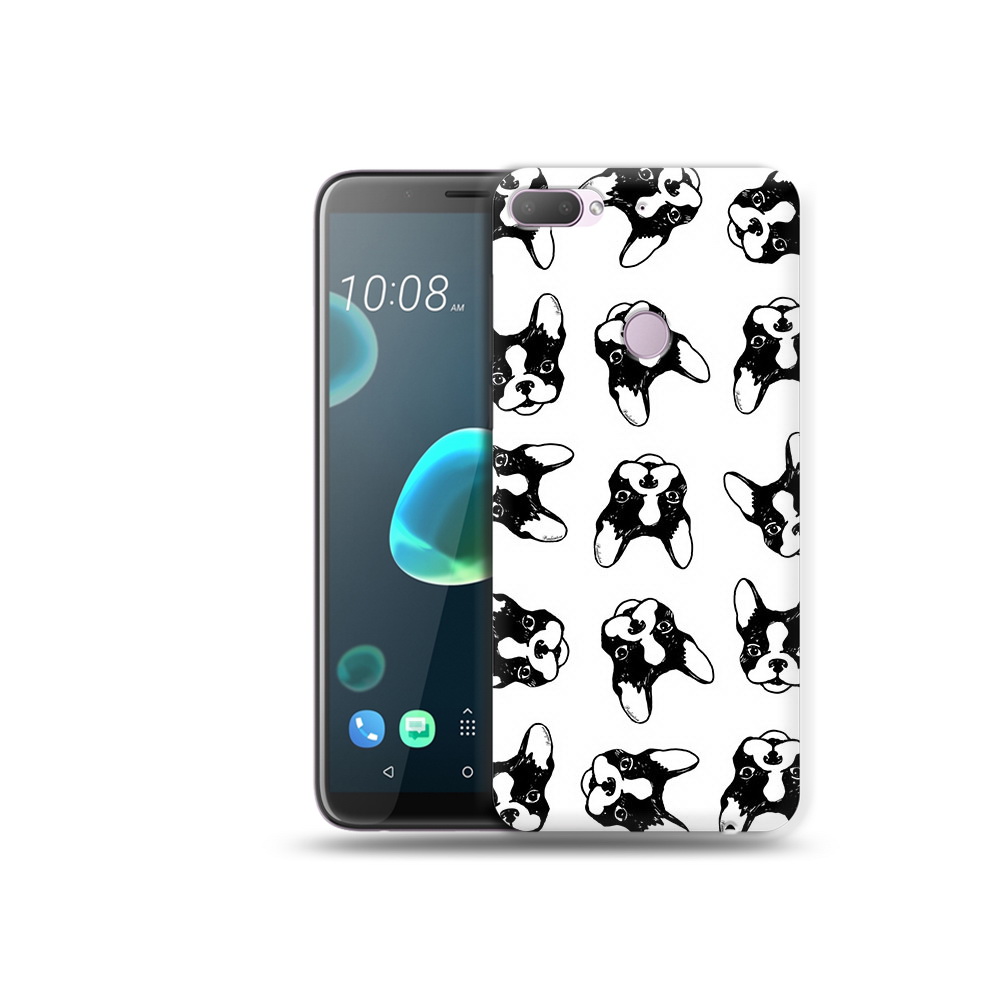 

Чехол MyPads Tocco для HTC Desire 12 Plus черно белые собачки, Прозрачный, Tocco