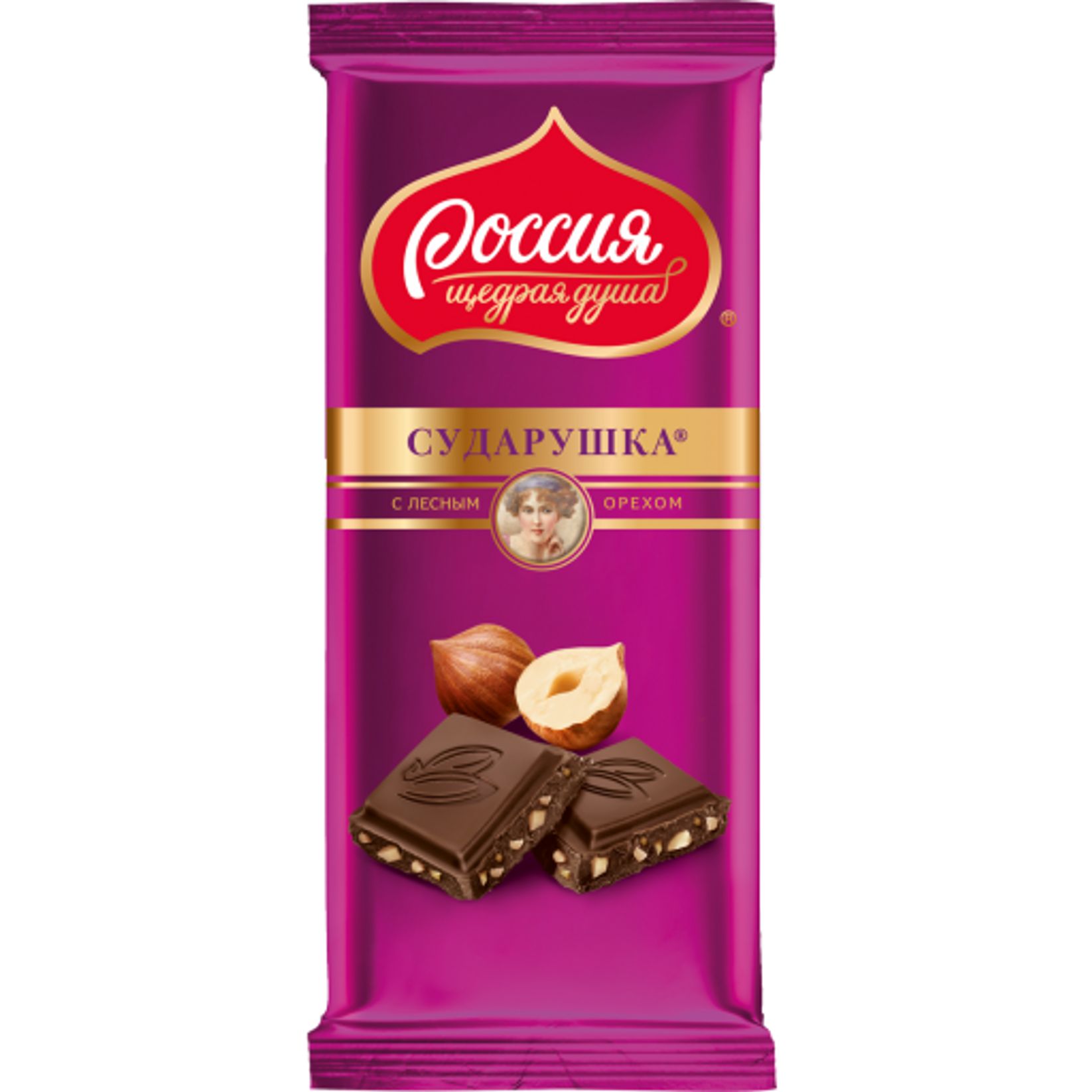 Шоколад Россия-Щедрая душа! Сударушка молочный с лесным орехом 90 г