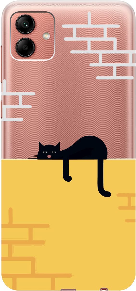 

Силиконовый чехол на Samsung Galaxy A04 с 3D принтом "Lazy Cat" прозрачный, Прозрачный;желтый, 158430