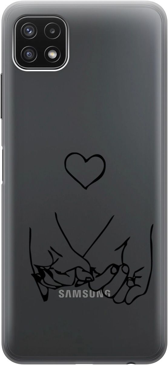 

Чехол на Samsung Galaxy A22s 5G "Lovers Hands" прозрачный, Прозрачный;черный, 5638