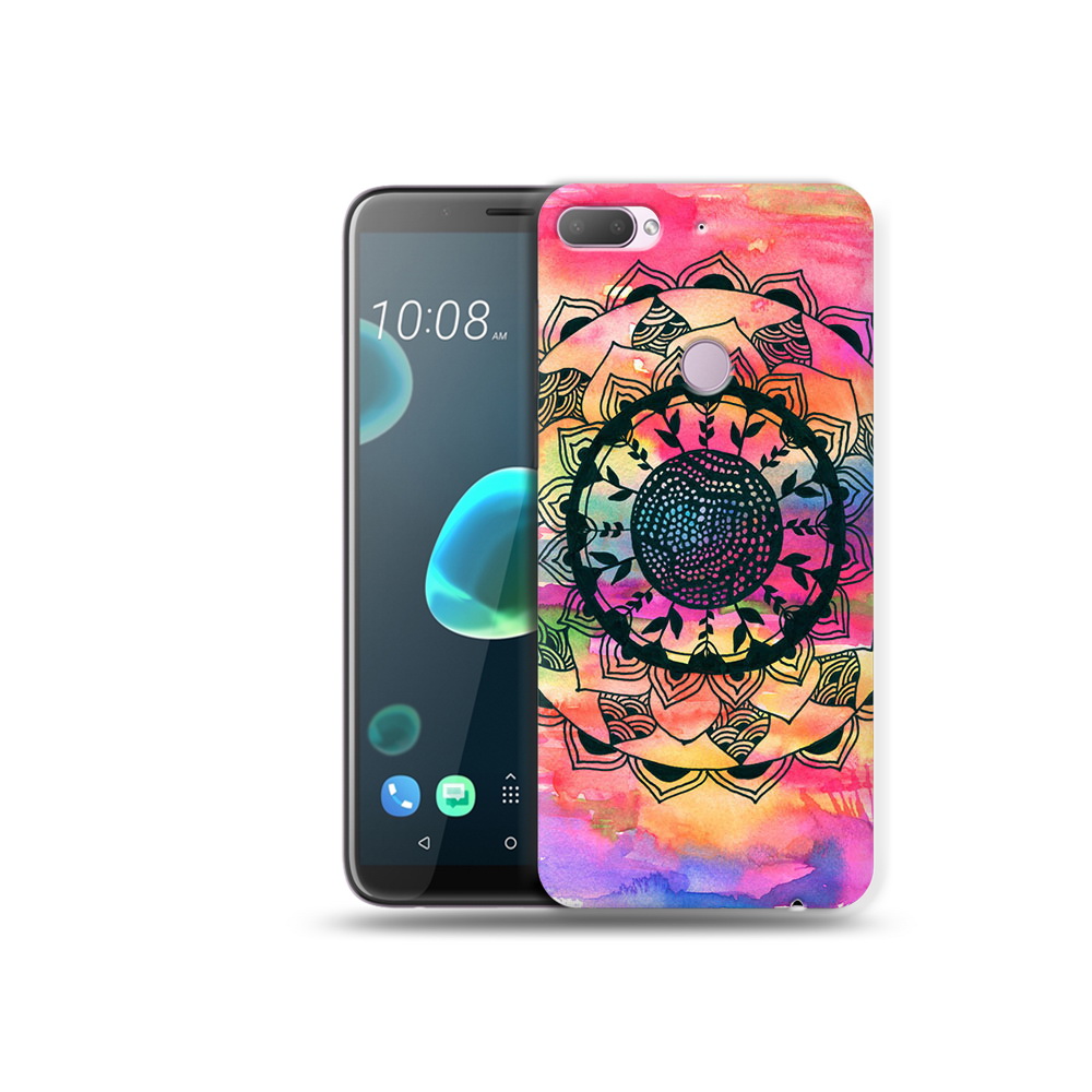 

Чехол MyPads Tocco для HTC Desire 12 Plus яркая абстракция круглый цветок, Прозрачный, Tocco