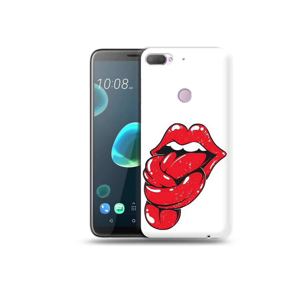 

Чехол MyPads Tocco для HTC Desire 12 Plus яркие губы с языком, Прозрачный, Tocco