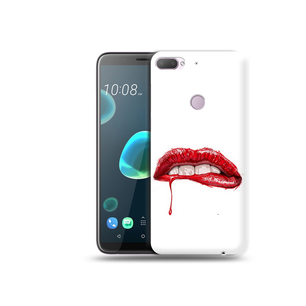 

Чехол MyPads Tocco для HTC Desire 12 Plus яркие красные губы, Прозрачный, Tocco