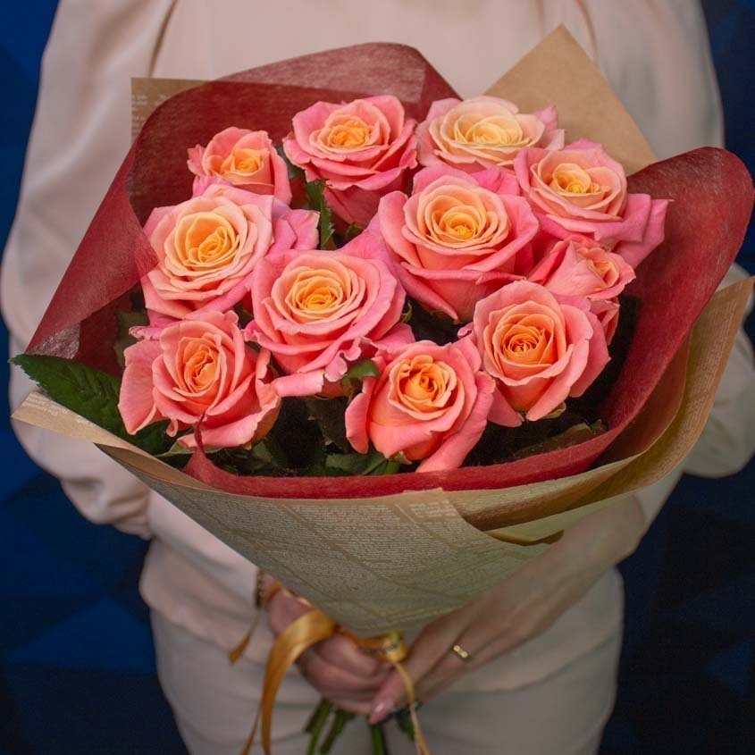 

Монобукет Лэтуаль Flowers роза 40 см 11 шт. оранжевый Закатное солнце FLW000169, Закатное солнце