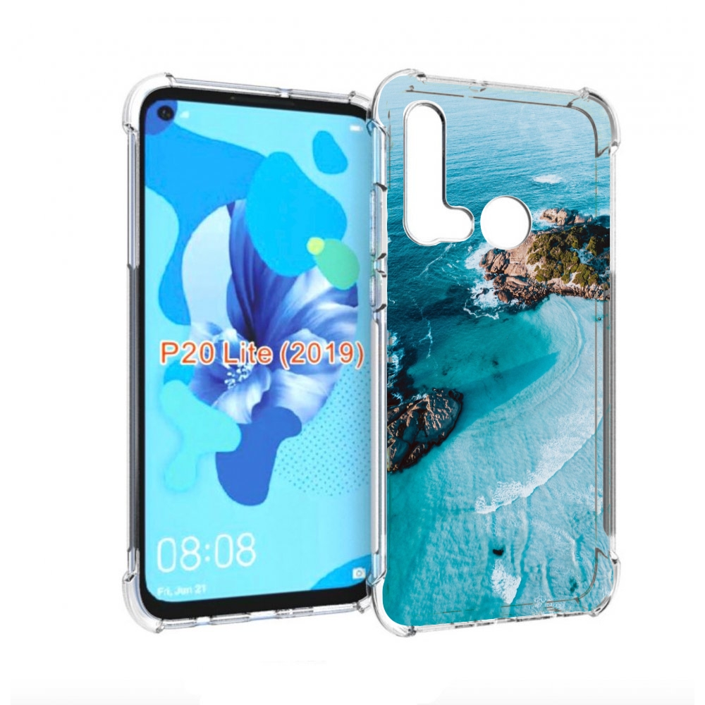 Чехол бампер MyPads красивый голубой залив для Huawei P20 Lite (