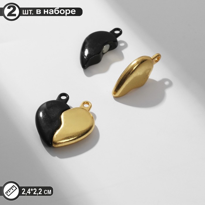 

Замок магнитный "Сердце" (набор 2шт), цвет черно-золотой
