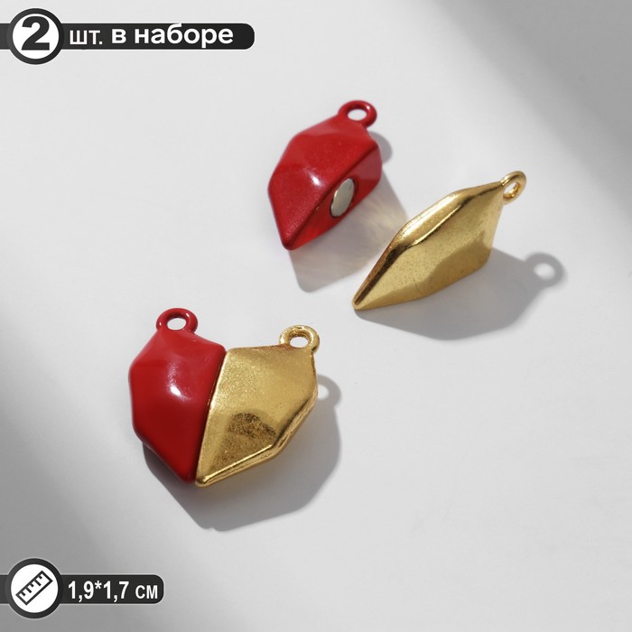 

Замок магнитный "Сердце" геометрия (набор 2шт), цвет красно-золотой
