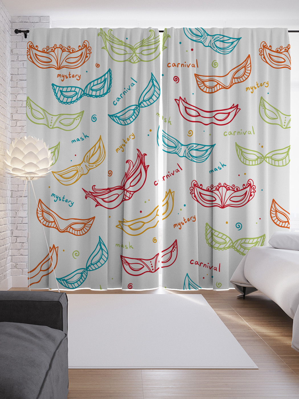 

Шторы с фотопечатью "Мистический карнавал" из сатена, 290х265 см