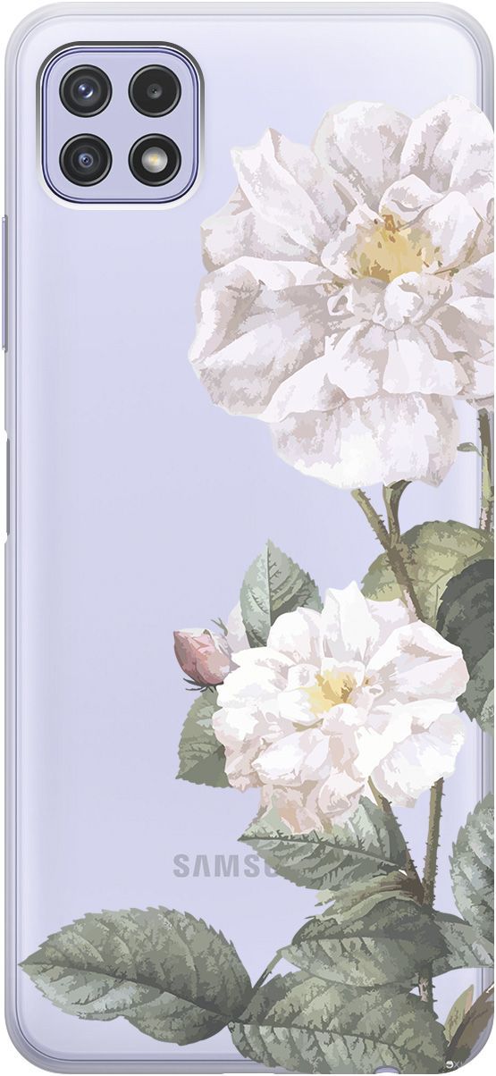 

Чехол на Samsung Galaxy A22s 5G "White Rose" прозрачный, Прозрачный;черный, 5638