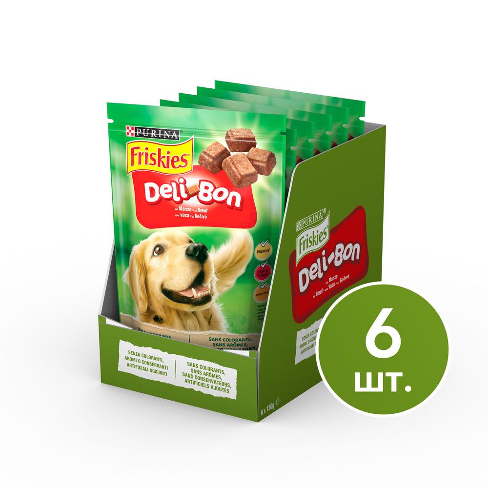 фото Лакомство для собак friskies deli-bon, кусочки, говядина, 130г, 6 шт