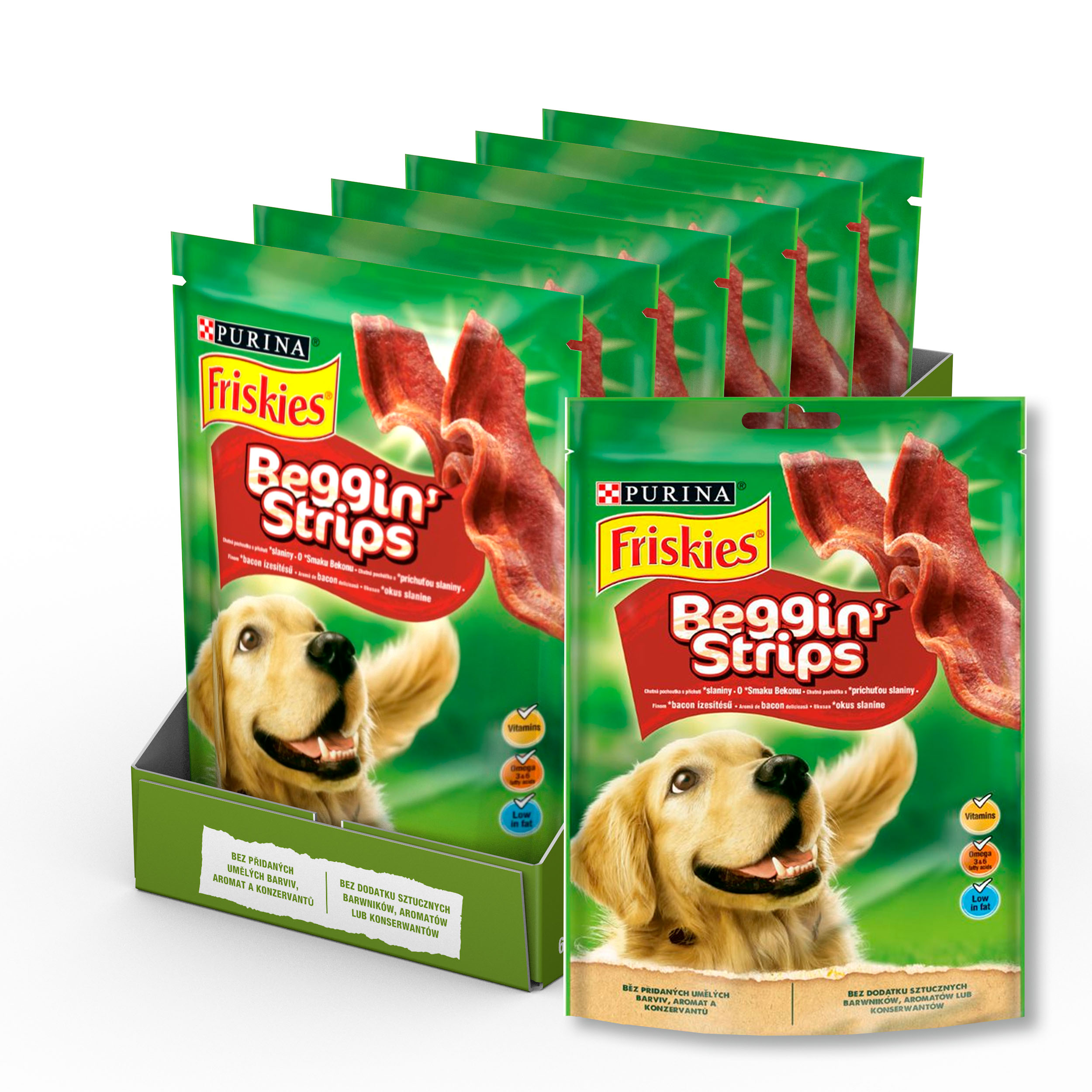 фото Лакомство для собак friskies beggin’ strips, чипсы, с ароматом бекона, 130г, 6 шт