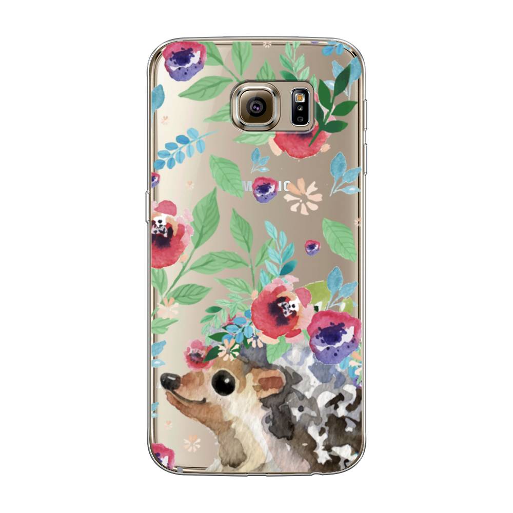 

Чехол Awog на Samsung Galaxy S6 "Ежик в цветах акварель", Розовый;зеленый;коричневый, 24350-2