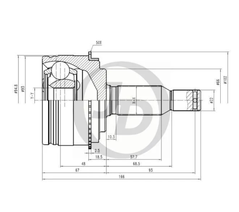

JUST DRIVE ШРУС внешний ABS MI045A50 1шт