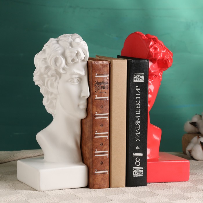 фото Подставка для книг "бюст давида" набор, бело-розовый, 25см хорошие сувениры