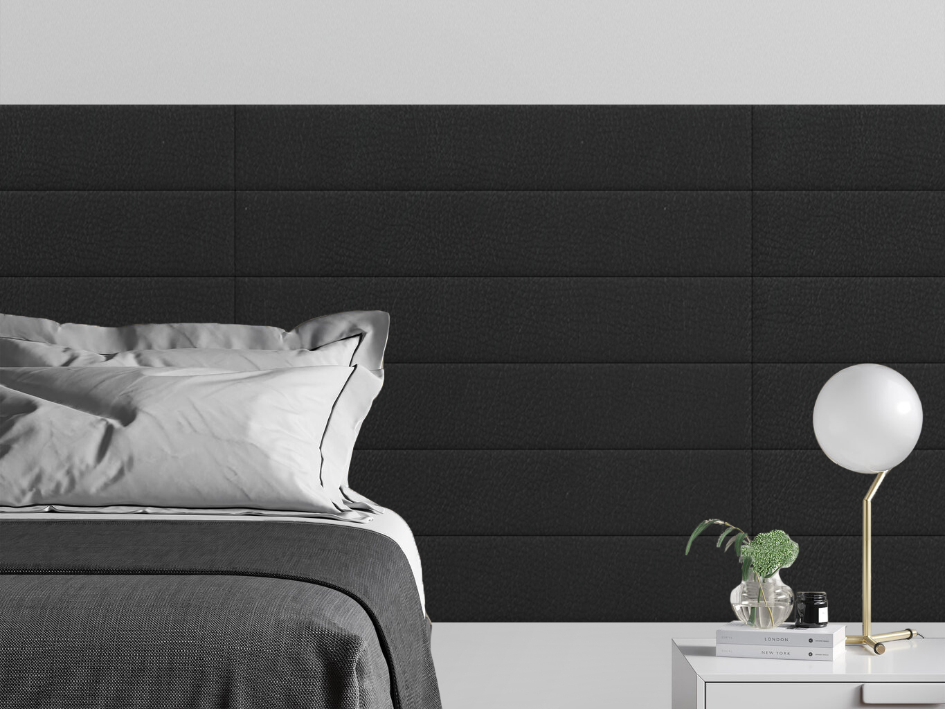 

Мягкое изголовье кровати Eco Leather Black 15х90 см 4 шт., Черный