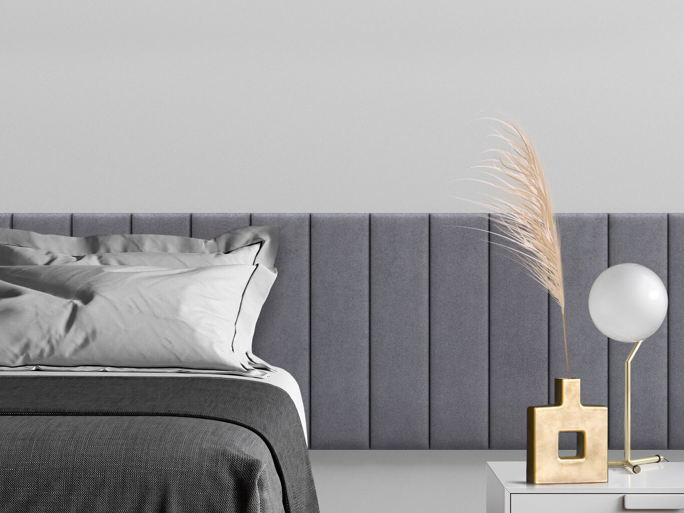 

Мягкое изголовье кровати Alcantara Gray 15х60 см 2 шт., Серый