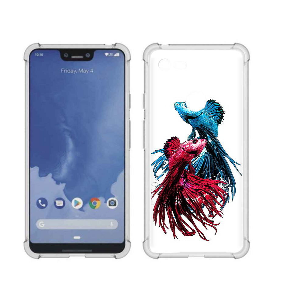 

Чехол MyPads Tocco для Google Pixel 3 XL рыбы петушки, Прозрачный, Tocco