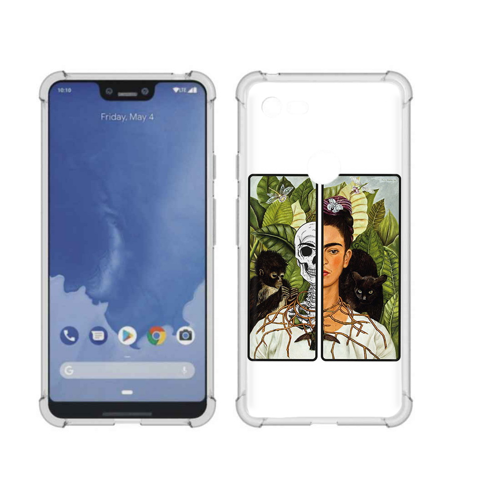 

Чехол MyPads Tocco для Google Pixel 3 XL сдвоенная картинка девушка скелет, Прозрачный, Tocco