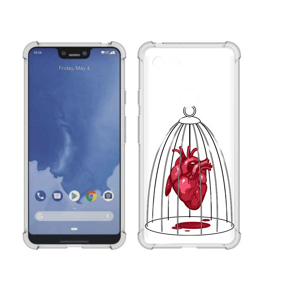 

Чехол MyPads Tocco для Google Pixel 3 XL сердце в клетке, Прозрачный, Tocco