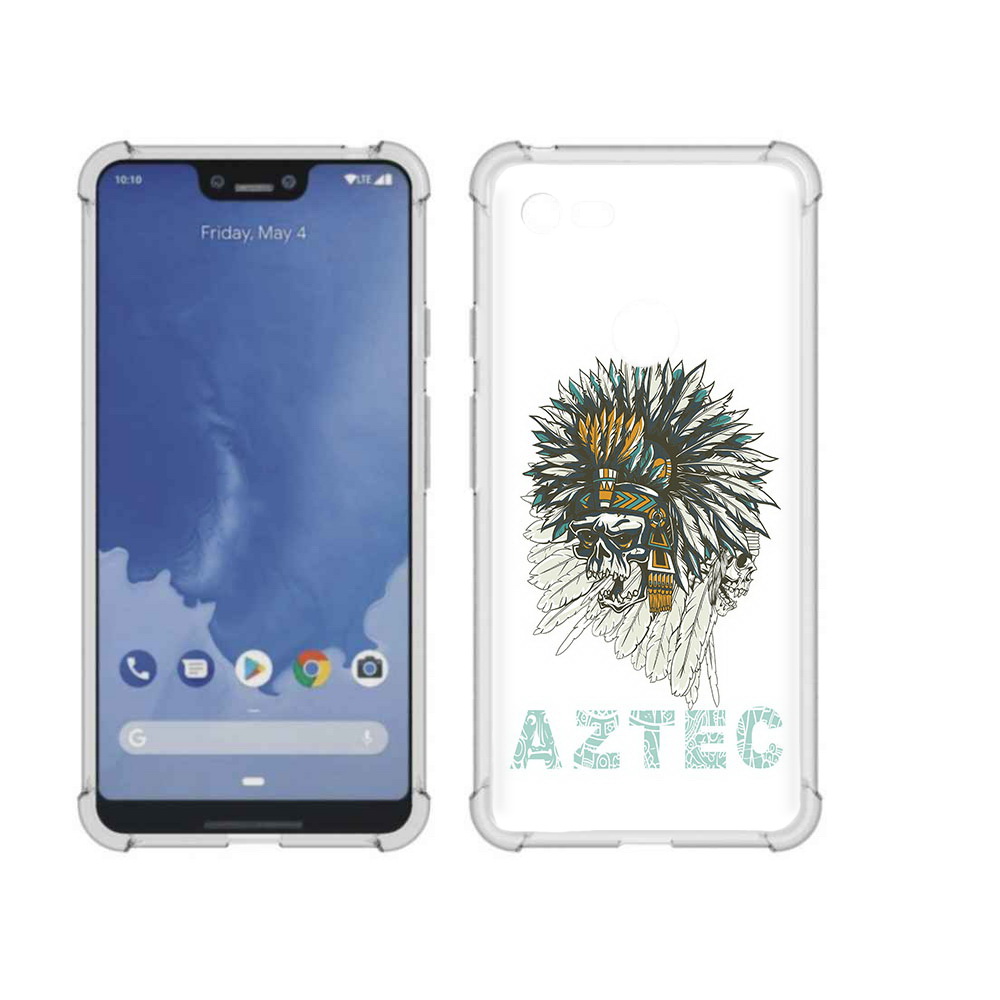 

Чехол MyPads Tocco для Google Pixel 3 XL скелет индеец, Прозрачный, Tocco