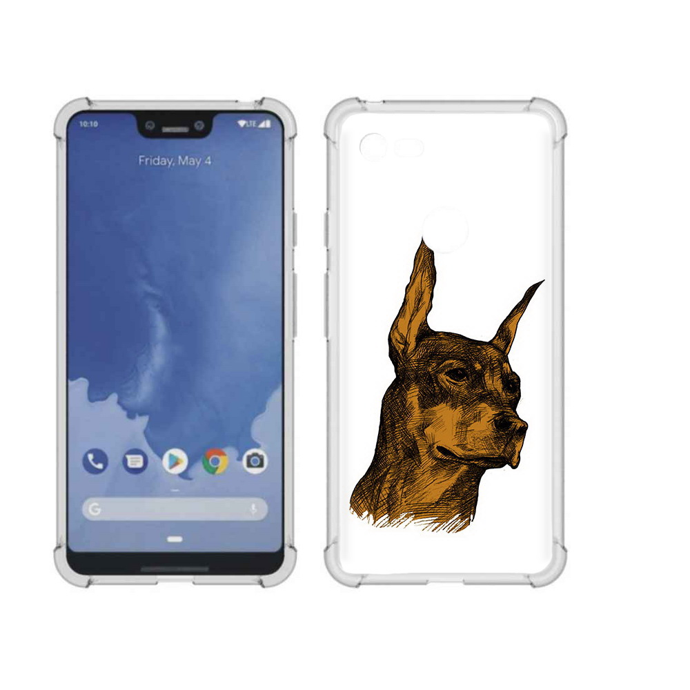 

Чехол MyPads Tocco для Google Pixel 3 XL скетч доберман, Прозрачный, Tocco