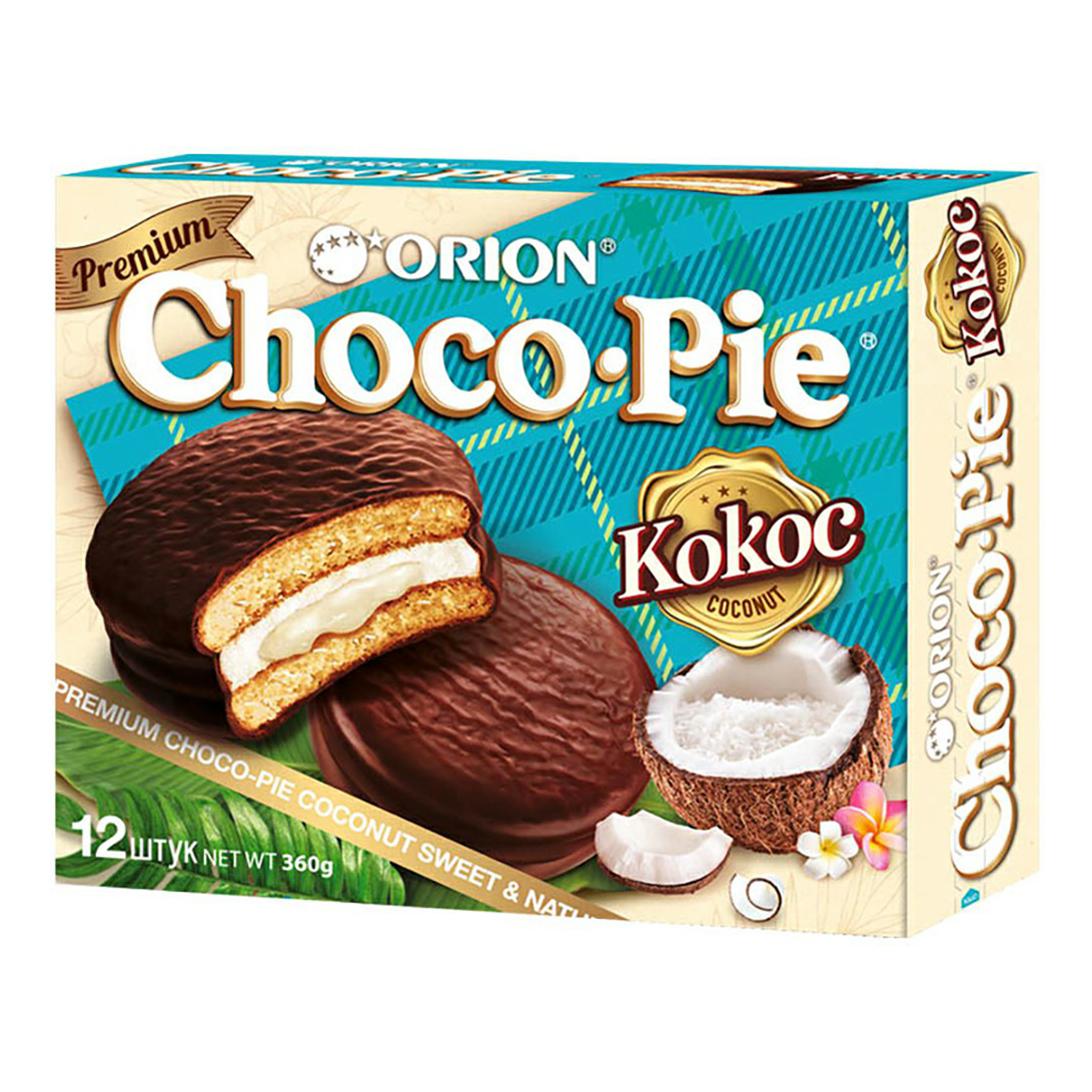 фото Печенье choco pie бисквитное шоколадное кокос 360 г