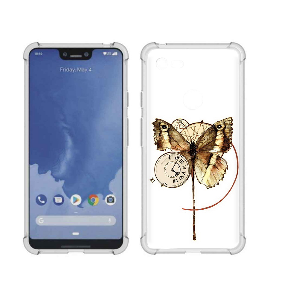 Чехол MyPads Tocco для Google Pixel 3 XL старинные часы с бабочкой