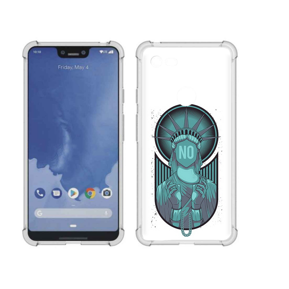 

Чехол MyPads Tocco для Google Pixel 3 XL статуя свободы зеленый, Прозрачный, Tocco