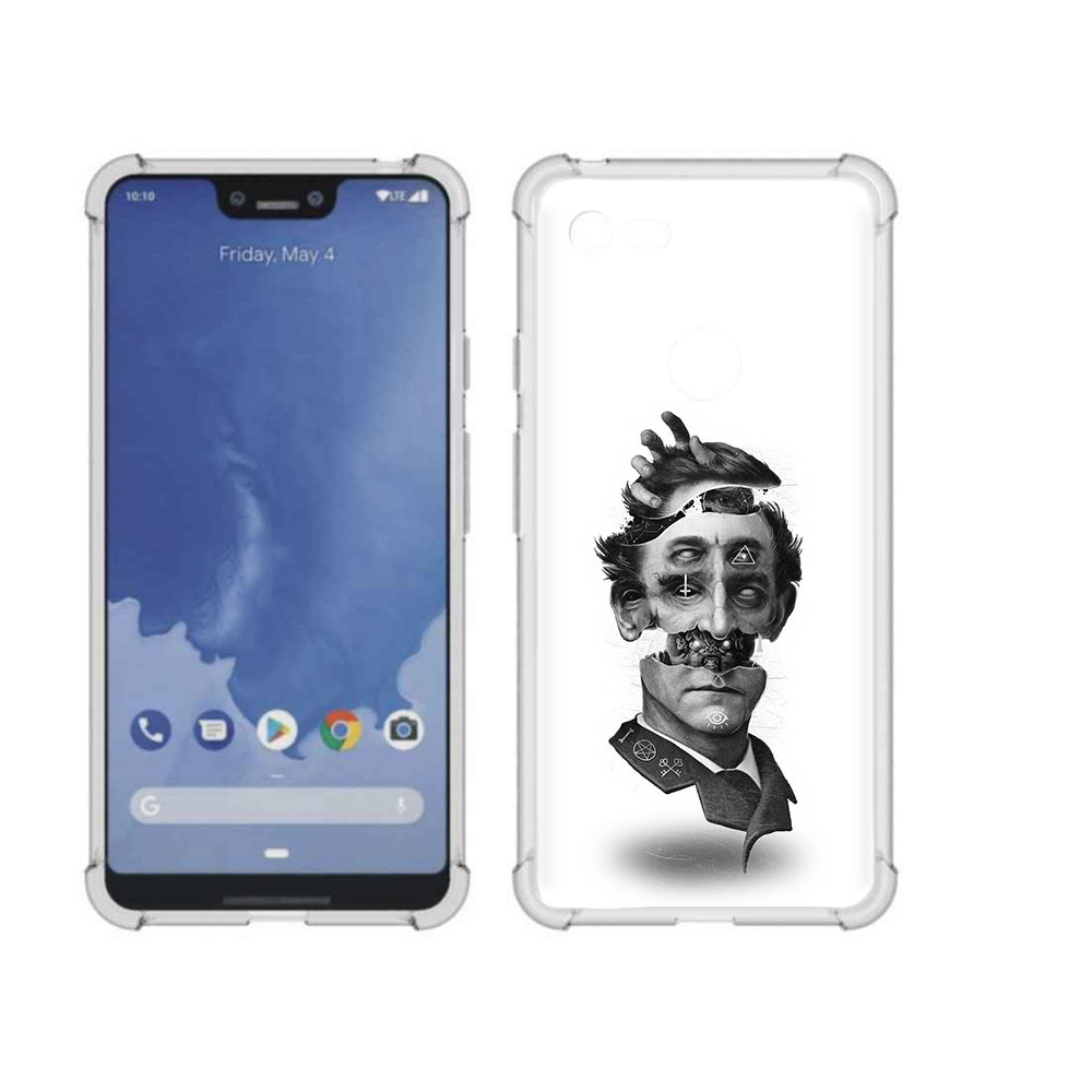 

Чехол MyPads Tocco для Google Pixel 3 XL страшное лицо абстракция, Прозрачный, Tocco