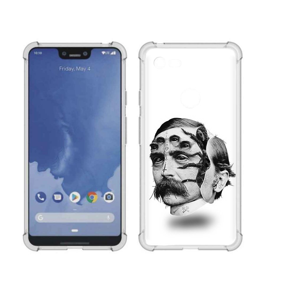 

Чехол MyPads Tocco для Google Pixel 3 XL страшное лицо мужчины, Прозрачный, Tocco